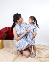 Lunar Porcelain Flare Cheongsam - Blue