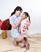 Lunar Porcelain Sleeved Cheongsam - Blue