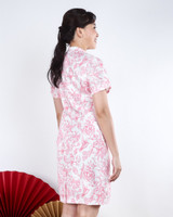 Lunar Porcelain Sleeved Cheongsam - Pink
