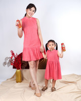 Luella Dropwaist Eyelet Cheongsam Dress - Peach