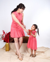 Luella Dropwaist Eyelet Cheongsam Dress - Peach