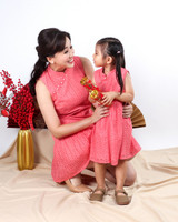 Luella Dropwaist Eyelet Cheongsam Dress - Peach