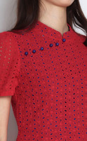Luella Sleeved Eyelet Midi Cheongsam