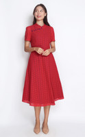 Luella Sleeved Eyelet Midi Cheongsam