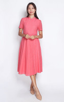 Luella Sleeved Eyelet Midi Cheongsam - Peach