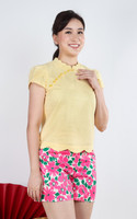 Ruyi Scallop Hem Cheongsam Top - Yellow