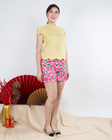Ruyi Scallop Hem Cheongsam Top - Yellow