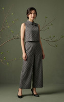 Aria Polka Cheongsam Jumpsuit - Grey