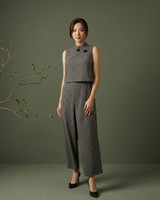 Aria Polka Cheongsam Jumpsuit - Grey