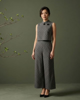 Aria Polka Cheongsam Jumpsuit - Grey