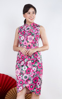 Abundance Printed Tulip Cheongsam - Pink/Green