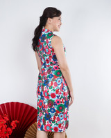 Abundance Printed Tulip Cheongsam - White/Multi
