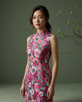 Abundance Printed Tulip Cheongsam - Pink/Green