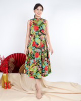 Ivy Botanical Cheongsam Top - Black