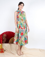 Ivy Botanical Cheongsam Top - Cream