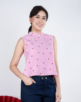 Xi Popcorn Cheongsam Top - Pink
