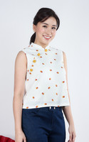 Xi Popcorn Cheongsam Top - White