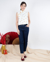 Xi Popcorn Cheongsam Top - White