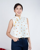 Xi Popcorn Cheongsam Top - White