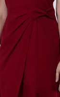 Lauren Ruffled Overlap Midi Dress - Burgundy