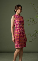 Yue Geometric Print Cheongsam - Magenta
