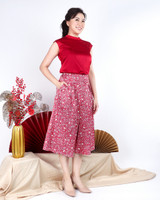 Andrea Printed Wide Leg Culottes - Red