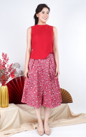 Andrea Printed Wide Leg Culottes - Red