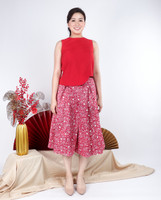 Andrea Printed Wide Leg Culottes - Red