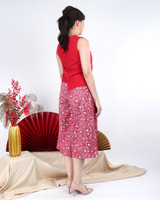 Andrea Printed Wide Leg Culottes - Red