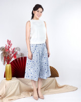 Andrea Printed Wide Leg Culottes - Blue