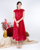 Azure Embroidered Floral Top - Red