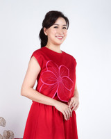 Azure Embroidered Floral Top - Red