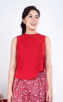 Liora Uneven Hem Top - Red