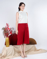 Ethel Printed Buttons Cheongsam Top - White