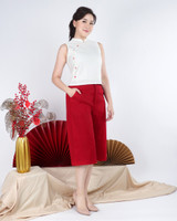 Ethel Printed Buttons Cheongsam Top - White