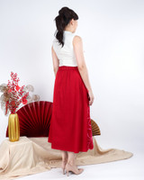 Ethel Printed Buttons Cheongsam Top - White