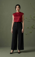 Reverie Satin Cheongsam Top - Burgundy
