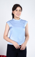 Reverie Satin Cheongsam Top - Blue