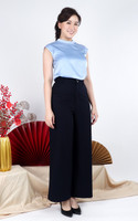 Reverie Satin Cheongsam Top - Blue