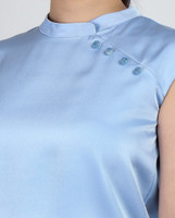 Reverie Satin Cheongsam Top - Blue