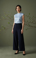 Reverie Satin Cheongsam Top - Blue