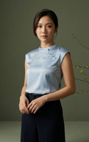 Reverie Satin Cheongsam Top - Blue