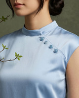 Reverie Satin Cheongsam Top - Blue