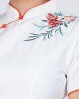 Lush Embroidered Cheongsam Top - White