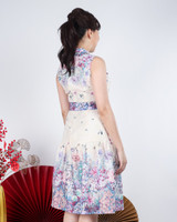 Akemi Embroidered Cheongsam Dress - Cream/Multi