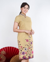 Joyous Batik Bloom Cheongsam - Sand