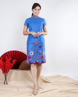 Joyous Batik Bloom Cheongsam - Cobalt