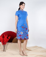 Joyous Batik Bloom Cheongsam - Cobalt