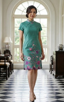 Joyous Batik Bloom Cheongsam - Jade