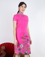 Joyous Batik Bloom Cheongsam - Magenta